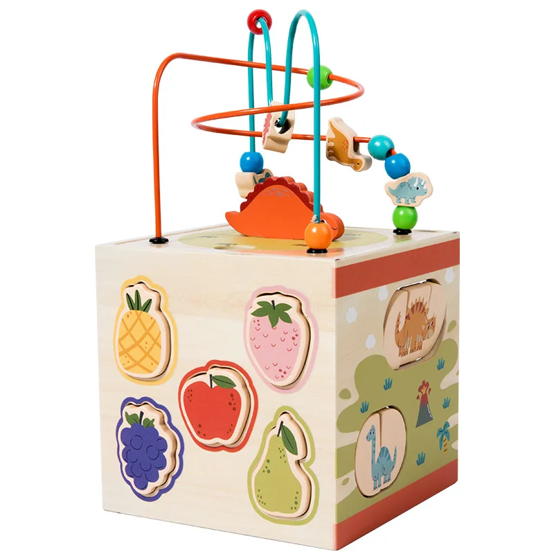 Early childhood wooden fruit shape matching kindergarten around the multi-functional around the jewelry box benefit  wisdom toys