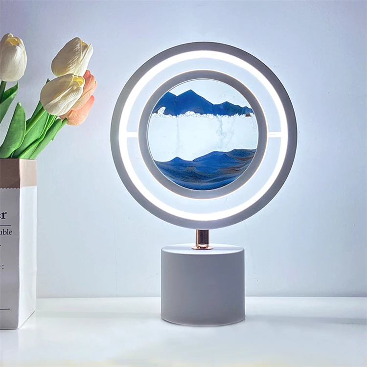 Flowing Sand Art Lamp Hourglass Bedroom LED Moving Sand Art Picture 3D Dynamic Quick Sand Lamp Quicksand Painting Table Lamp