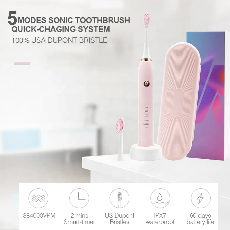 OEM/ ODM Electric Ultrasonic  Toothbrush 5 working modes Rechargeable Smart Toothbrush Supplier electronic ultrasonic toothbrush