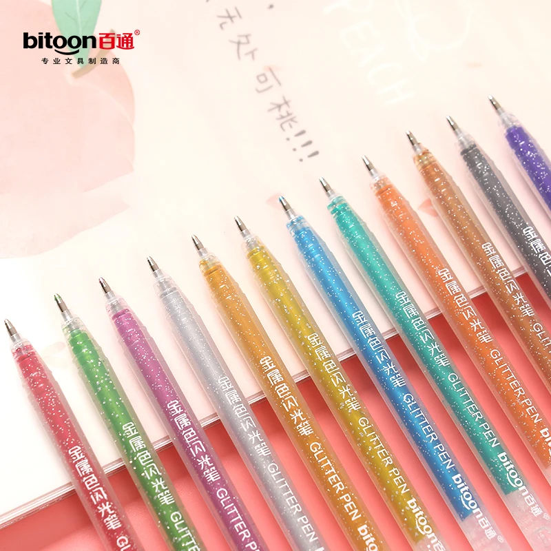 Custom Logo New Flash Crystal Gel Pen Set 12-Piece 1.0mm Bullet Nib Superior Office School Writing Tool Smooth Stylish Home Gift