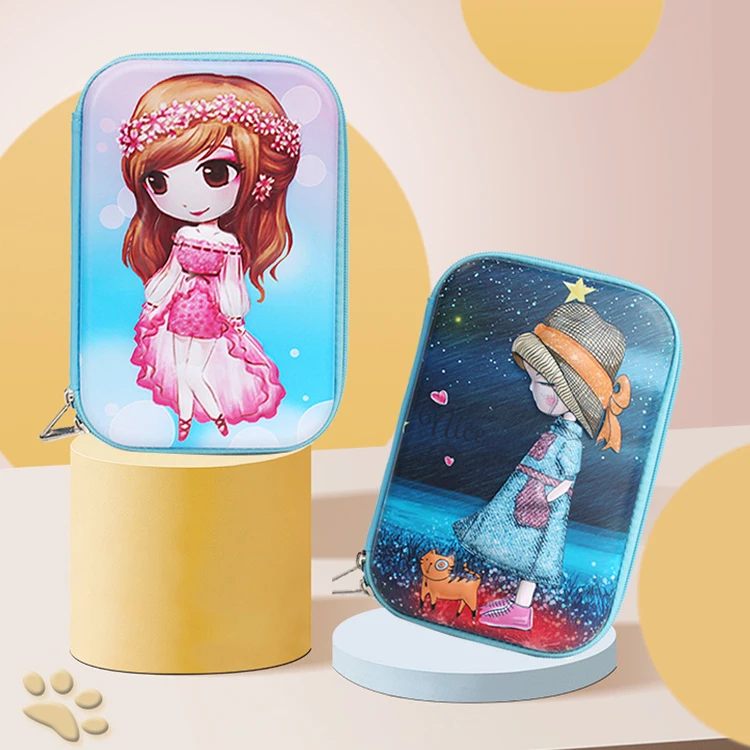 Pencil Case 3D Cute EVA Pen Pouch Stationery Box Anti-Shock Large Capacity Multi-Compartment for Girls School Students Teens Kid