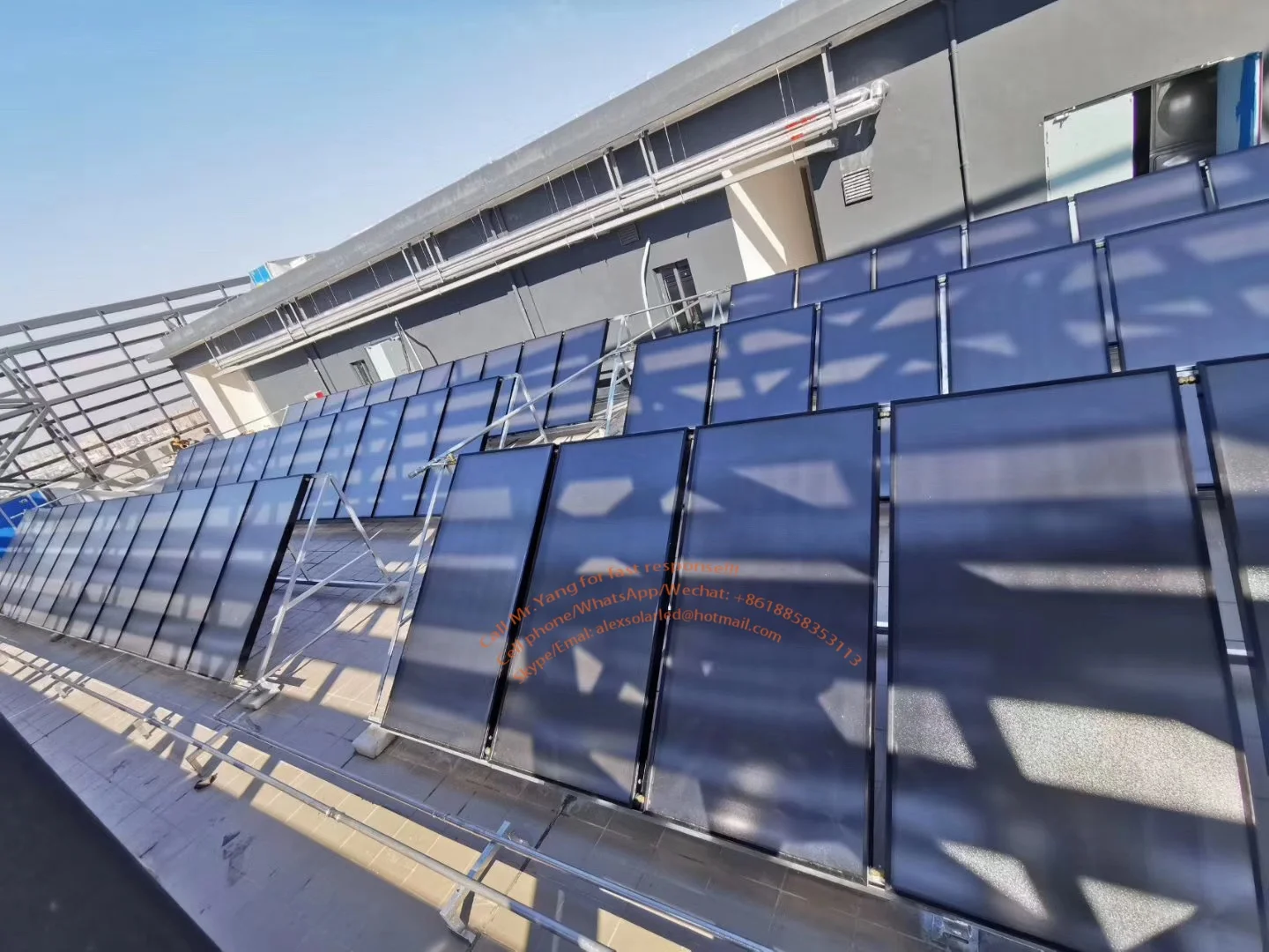 2 Sq.m  3 Sq.m  Titanium Blue Coated Flat Plate Solar Thermal Panel copper pipe Solar Collector