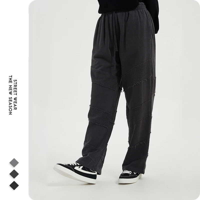 Casual Pants for Men Cargo Streetwear Flare Chinos Trousers 380g Heavy Batik Washed Pant Stylish Baggy Harem Pants Sweatpants