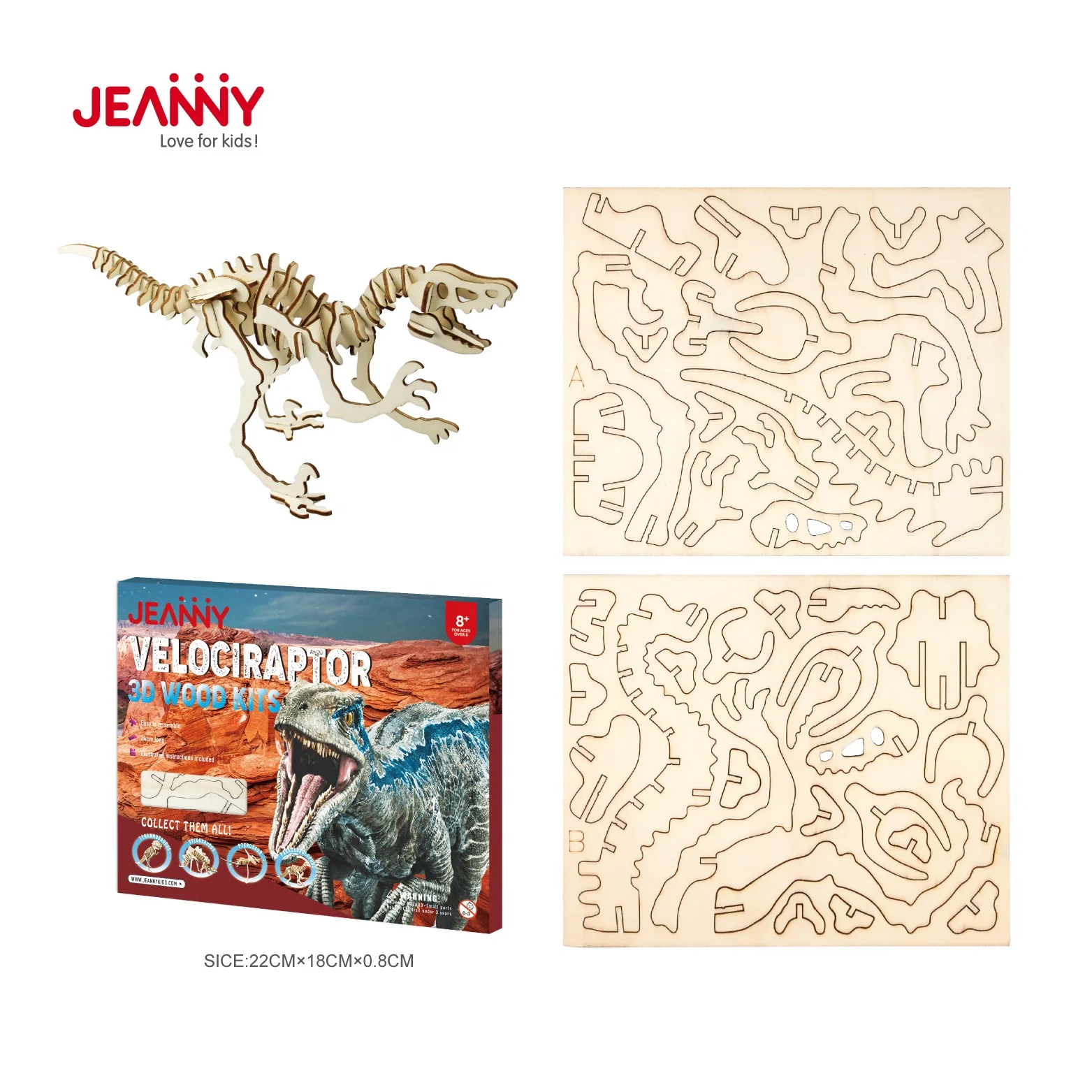 Newest Safe and Non-Toxic Dinosaur 3D Wood Kits Educational Woodcraft Jigsaw Toys For Kids Easy Punch Out Colorful 3D Puzzle