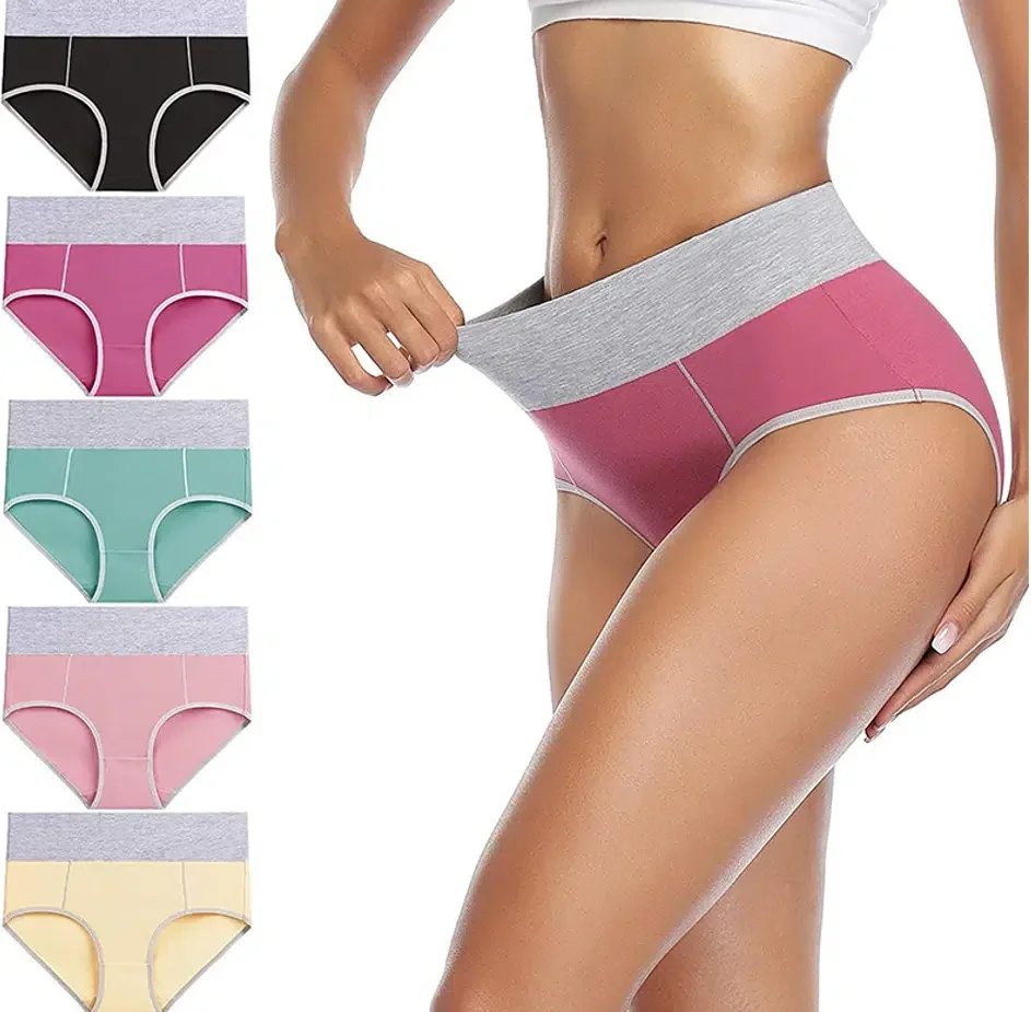 Women Plus Size Underwear Underwear Panties Contrast Color Breathable Women Panties Mid-rise Comfortable Cotton Bikini for Women