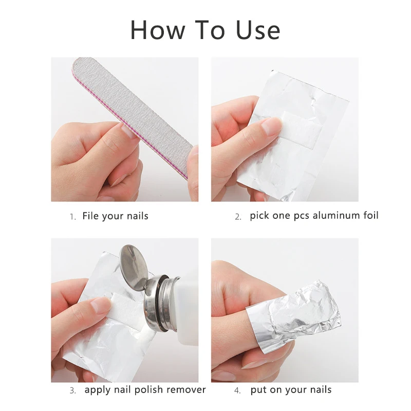 50/100Pcs/Bag Aluminium Foil Nail Art Soak Off Polish Nail Removal Wraps Nail Towel Gel Polish Remover Manicure Tool