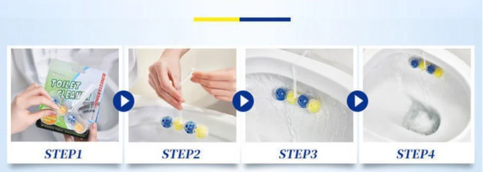 OEM Vendor Flush Toilet Cleaner Bleach Ball deodorizer   Toilet rim Bowl Hanger Cleaner Eco friendly  4 IN 1 Toilet cleaner ball