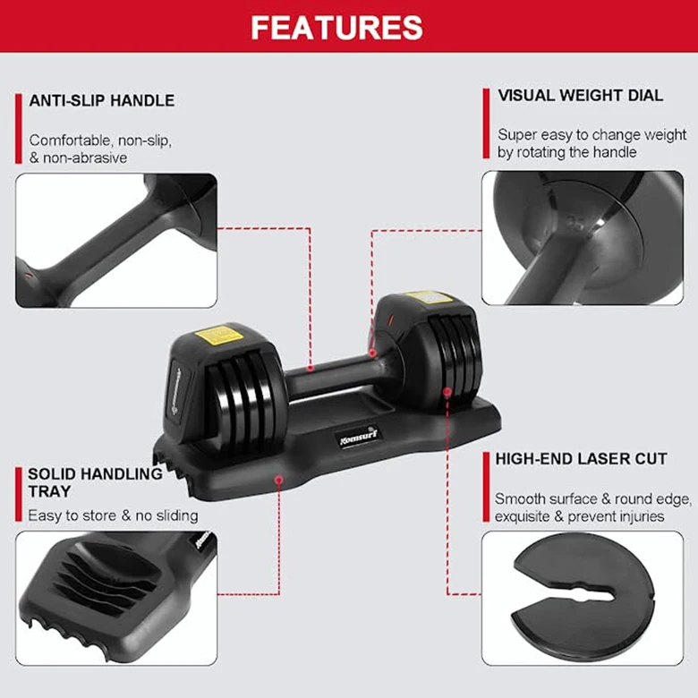 Best Home 2.3-11.3kg Gym Machines Indoor Fitness Sports Exercise Equipment Iron Master 6.8-25 Adjustable Dumbbells Set