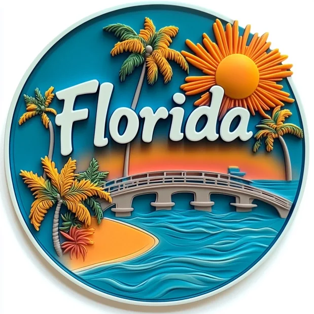 High Quality Customized Florida Resin Fridge Magnets Modern Design UV Printing Medium Sheet Size for Gift Decorations