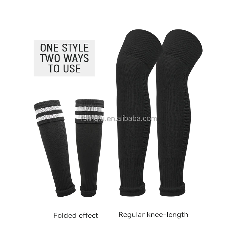 LINGTU Wholesale Extra long football socks sleeve tubes pre cut soccer socks sleeves knee high footless football socks