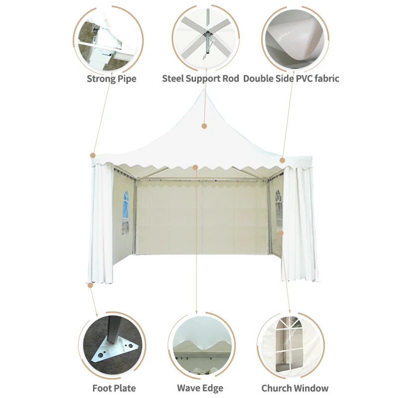 FEAMONT Custom Aluminium Exhibition Tents PVC 3x3m 4x4m 5x5m 6x6m Aluminum Frame Marquee Pagoda Tent For Sale