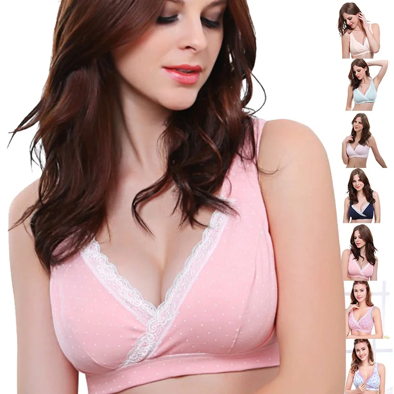 580# Breastfeeding Bras Manufacturers Maternity Lace Seamless Feeding Breast Sports Front Button Crossover pregnant Nursing Bra