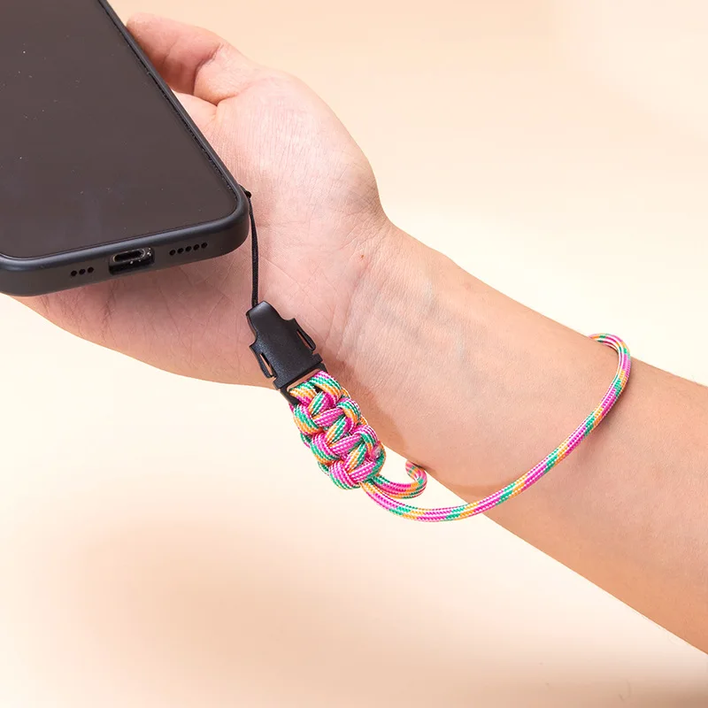 Braided  chain lanyard wrist strap earphone USB flash drive water cup key chain anti-loss lanyard short ring buckle pendant