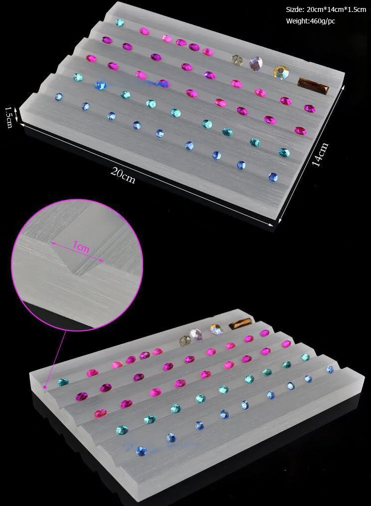 Acrylic Gem Display Tray GemStone Holder Transparent And Frosted Diamond Jewelry Beads Showcase