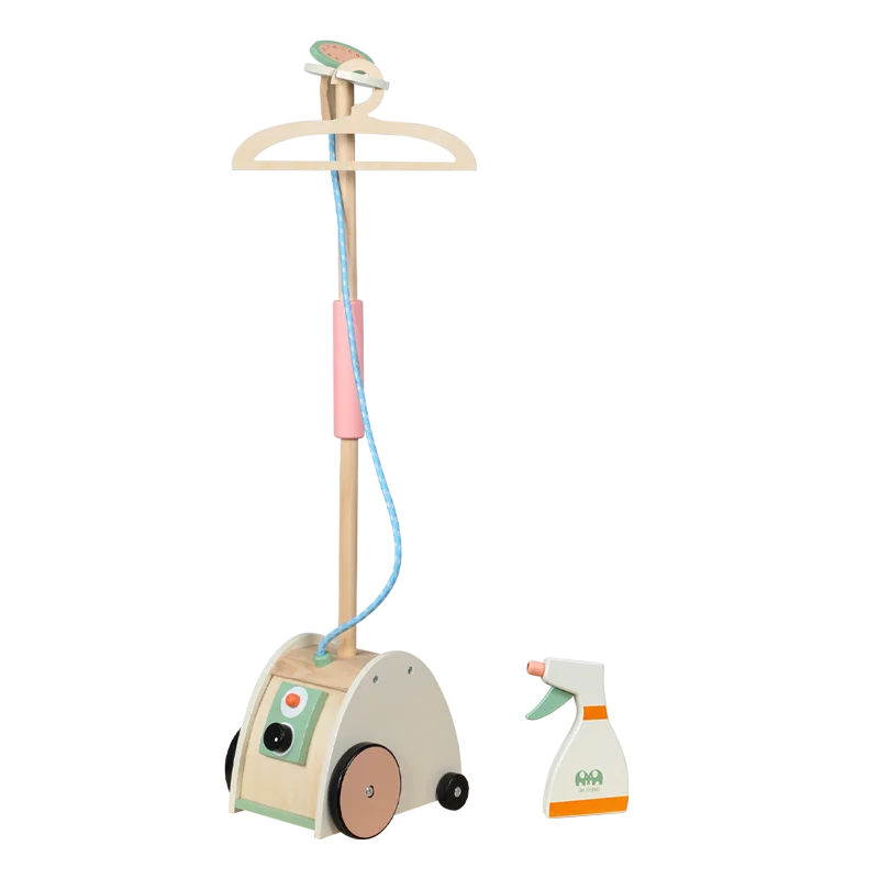 Kids Wooden Pretend Play Hanging Ironing Garment Steamer Toys Simulation Furniture Toy Game For Children