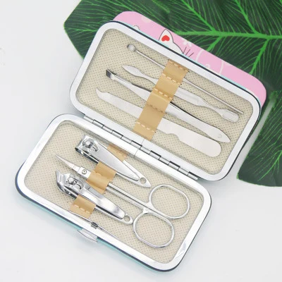 YUXI Wholesale 7pcs Nail Clippers Manicure Set Cartoon Cute Stainless Steel Finger Nail Clippers