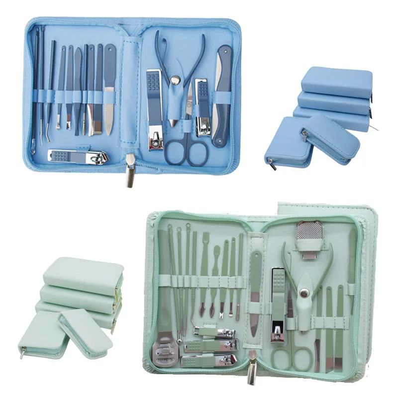 Multifuncional 12pcs 22pcs japanese manicure & pedicure set beauty nail care tools stainless steel nail clippers grooming kits
