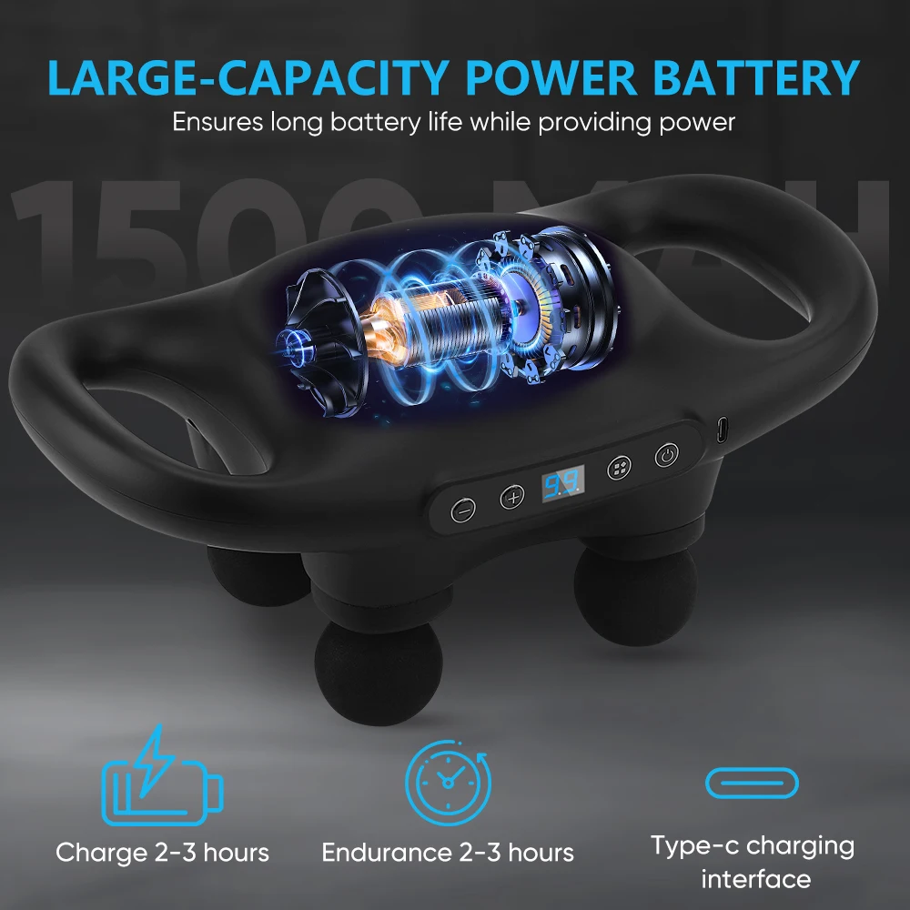 New Design Portable 4 Head Back Massage Electric Massage Guns Body Deep Tissue Vibration Muscle Massager Gun