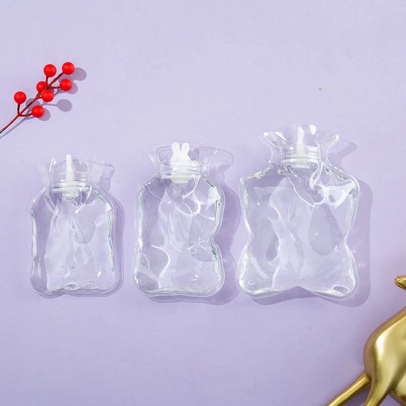 Cute Hot Water Bottles Mini Transparent PVC Hand Warm Water Bottle Portable Leakproof Hand Warmer Heat Therapy Bottle