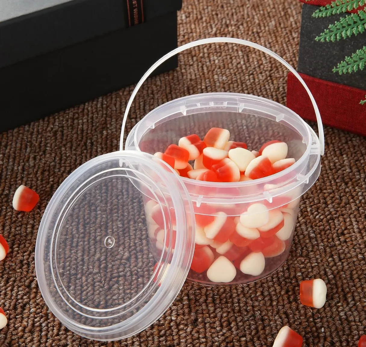 Containers with Lids and Handles, Plastic 300ml Storage Bucket Containers