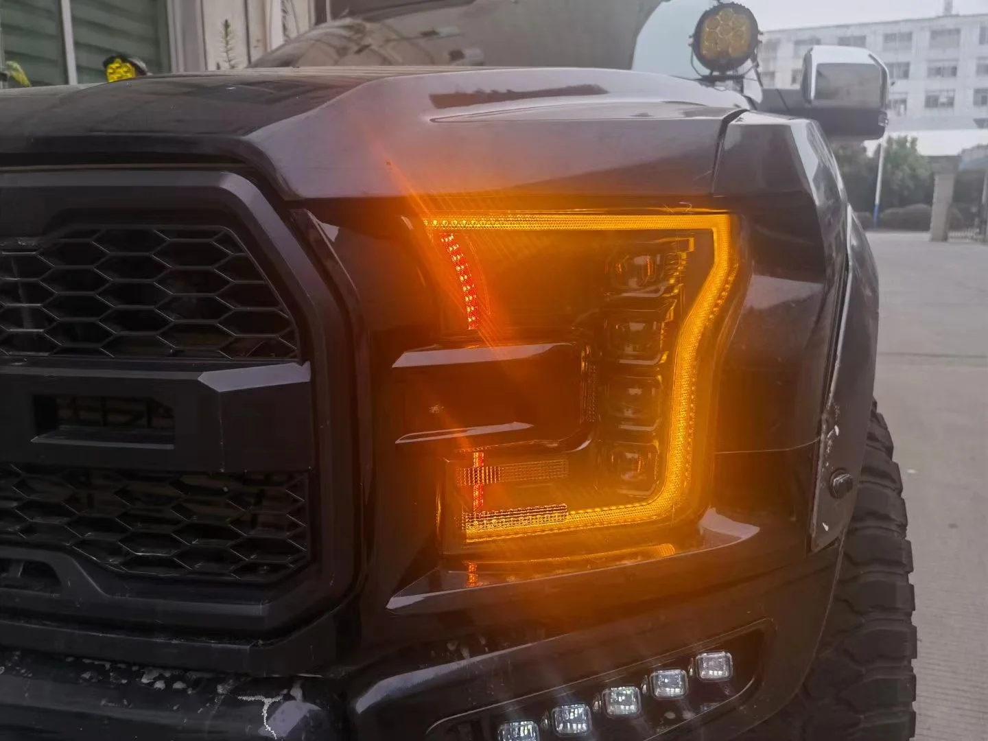 KLT LED F150 Raptor four Head lamps For Ford F150 2015 -2017 Refit headlights daytime running lights