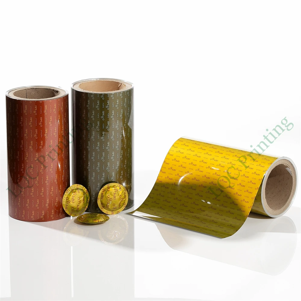 Custom printed high barrier metallized foil protection roll film rollstock for single-serve coffee capsule and pod