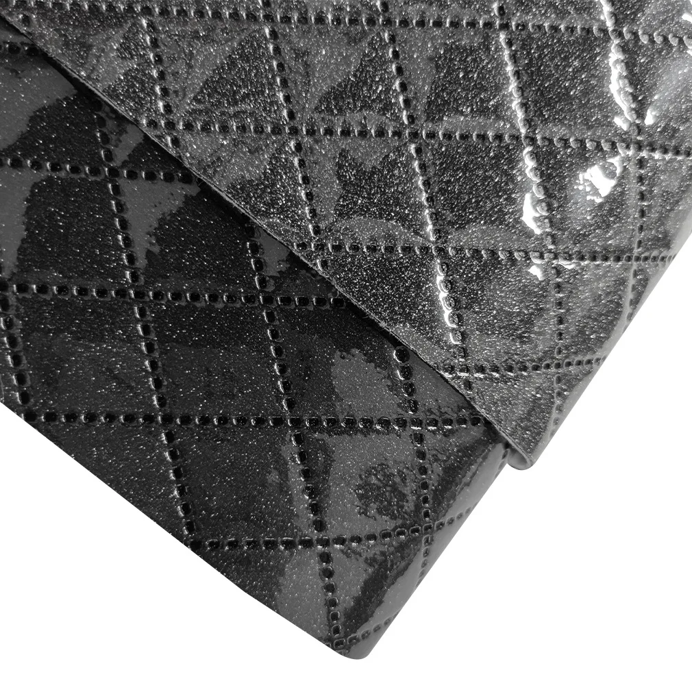 30*135 cm Mirror Glitter 1.3-1.4 mm Embossed Plaid Pattern Shimmer Rexine Faux Synthetic TPU Glitter Leather for Bags DIY Wallet