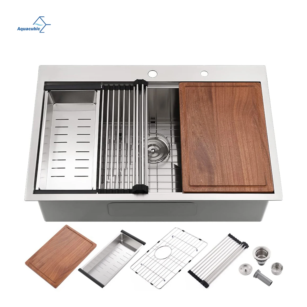 Custom Available Stainless Steel 304 Drop In Work Station Built In Kitchen Sink Household Sinks for Workstation