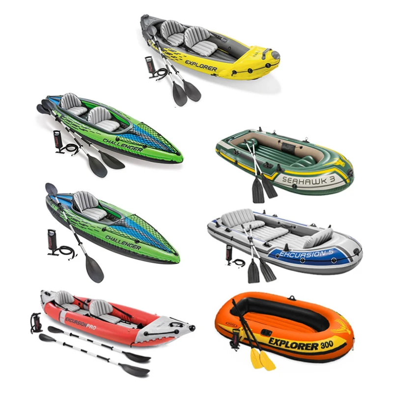 Intex Fishing Pontoon Canoe Kayak Rowing Boat for Water Sports Inflatable Boat