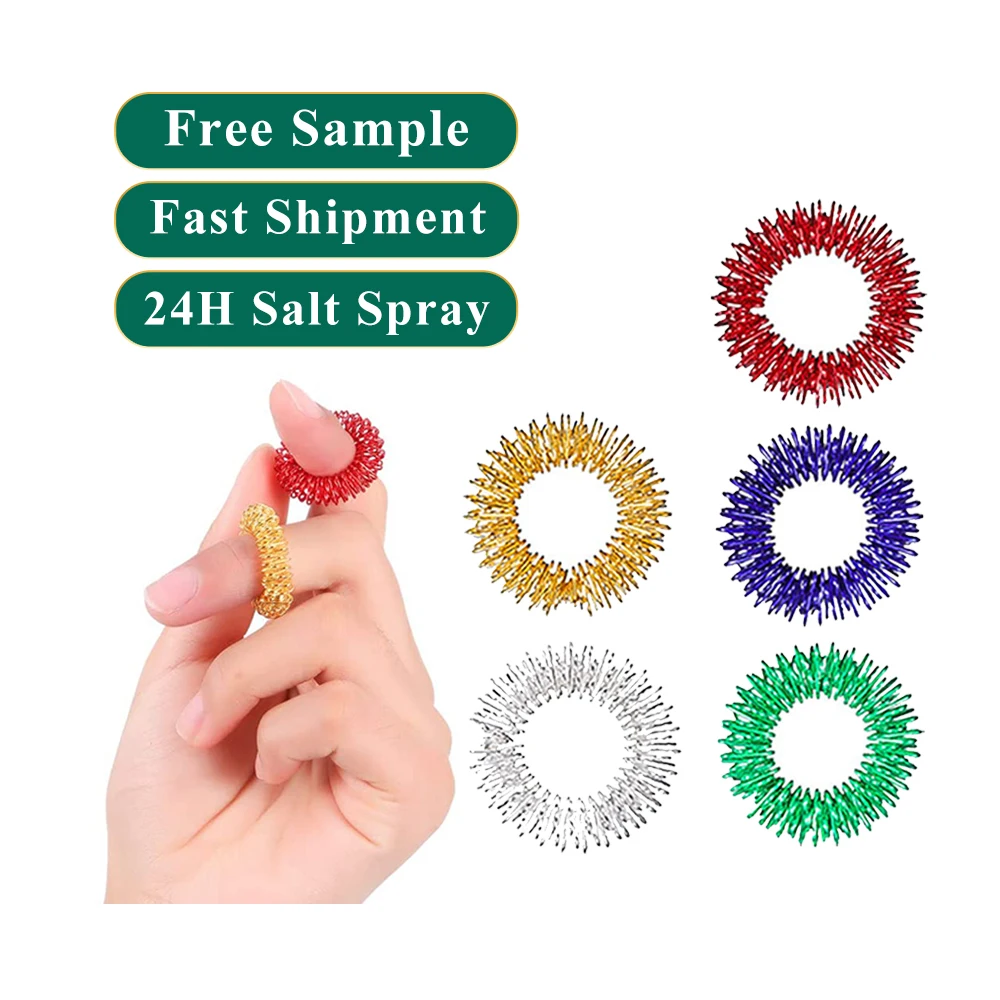 Spiky Sensory Acupressure Stress Reducer Relief Massager Acupuncture  Finger Ring  Spring