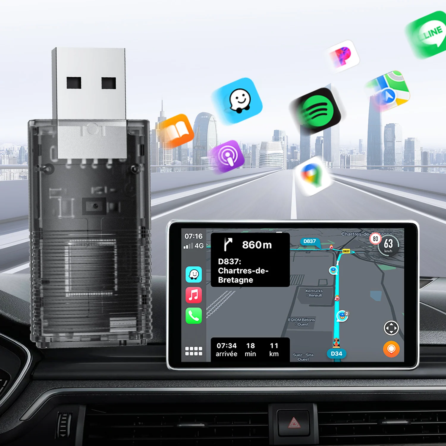 NEW HOT Wireless Carplay and Android Auto Converter Wired Android Auto and Carplay to Wireless for Universal Cars