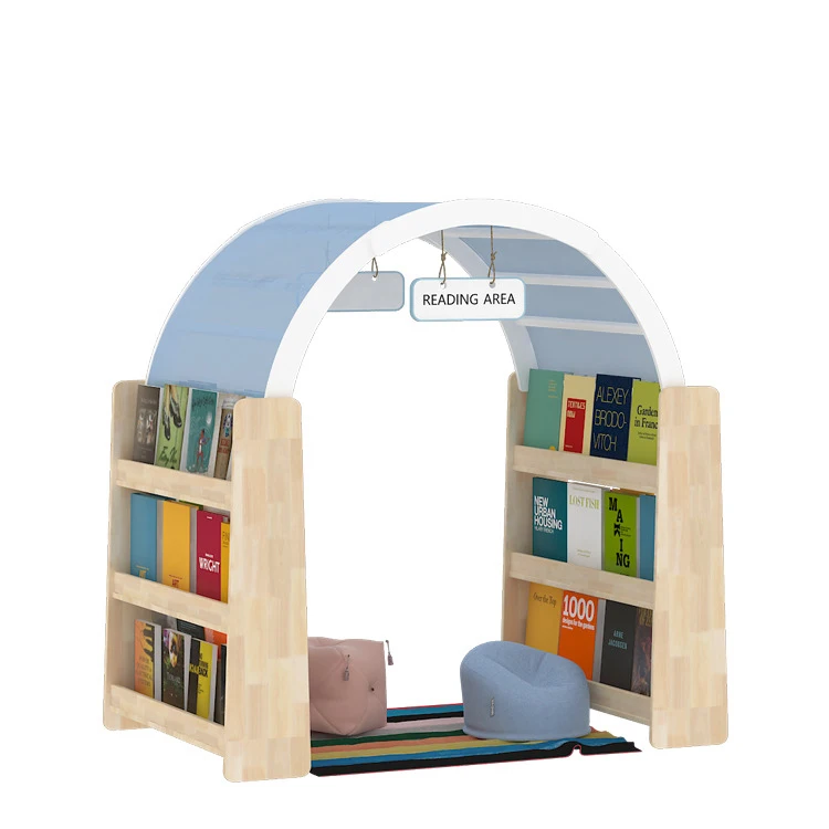 Wholesale Kindergarten Library Furniture Set Wooden 3-Shelf Bookcase