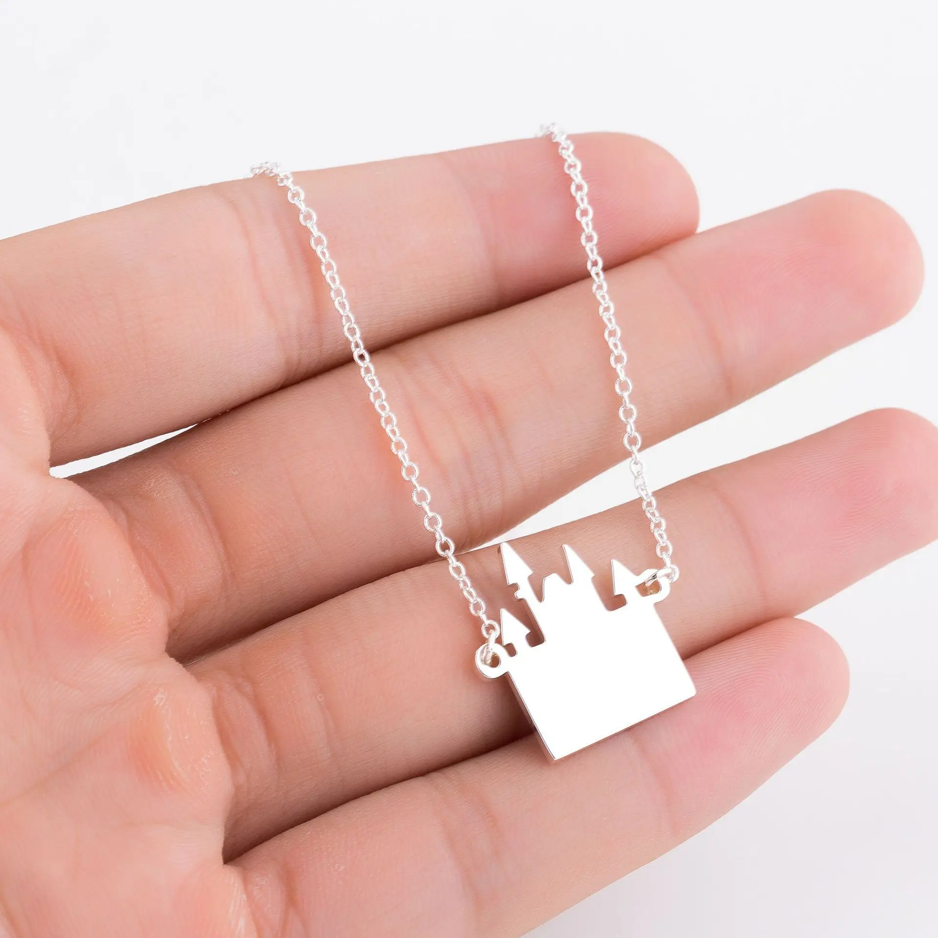 Модное простое ожерелье из нержавеющей стали с подвеской в виде сказочного замка из мультфильма аниме