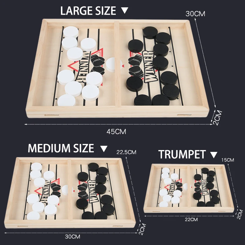 Unisex Fast Sling Puck Game Family Tabletop Slingshot Sport Winner Board Desktop Battle Ice Hockey Wood Tabletop Sport