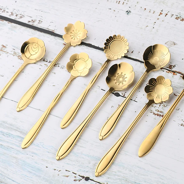 Fashionable mixing spoon stainless steel gold tea spoon drink coffee spoon