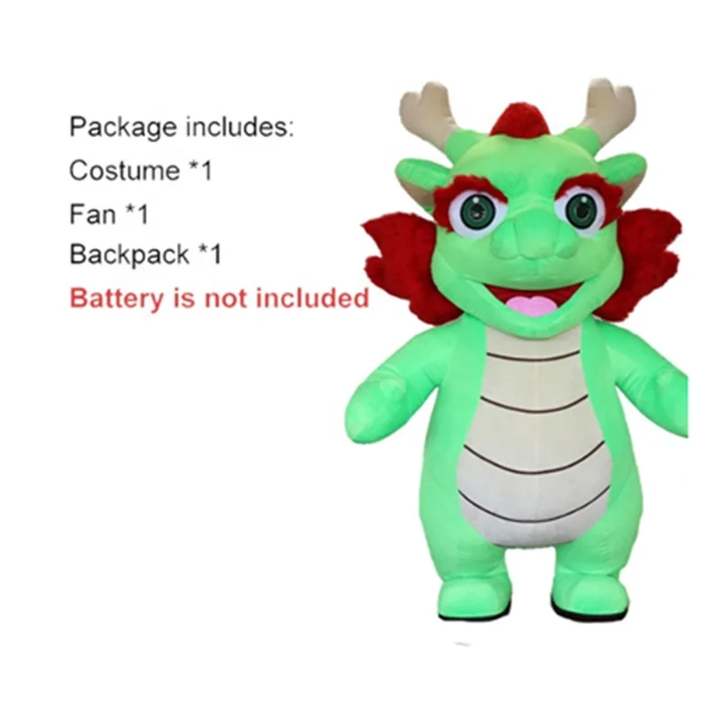 2m/2.6m Inflatable Furry Dragon Mascot Adult Costume Blow Up Walking Mascot Suit for New Year Entertainments