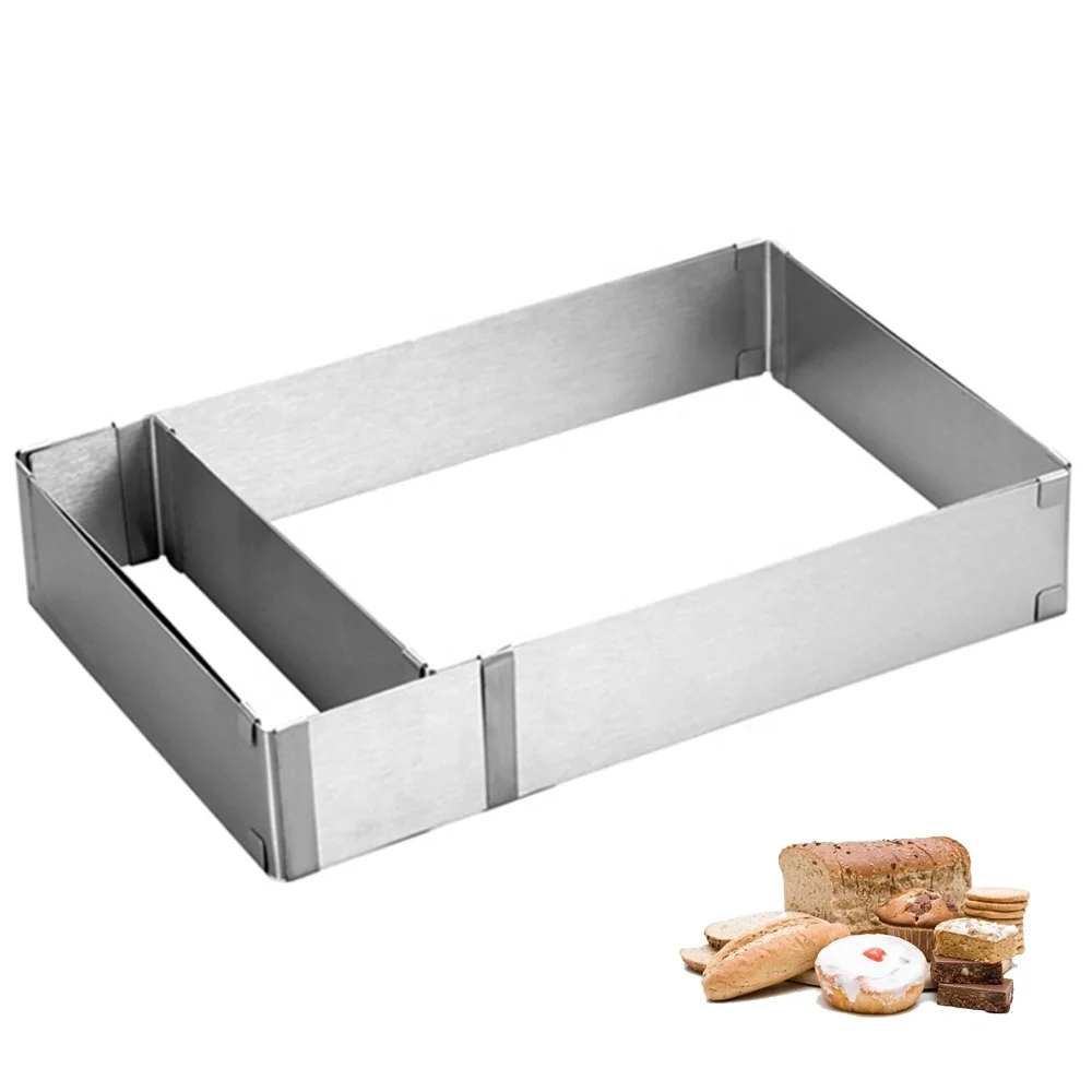 New Design Stainless Steel Adjustable Rectangle Cake Mold Baking Circle Mousse For Kitchen Baking Cooking Tool