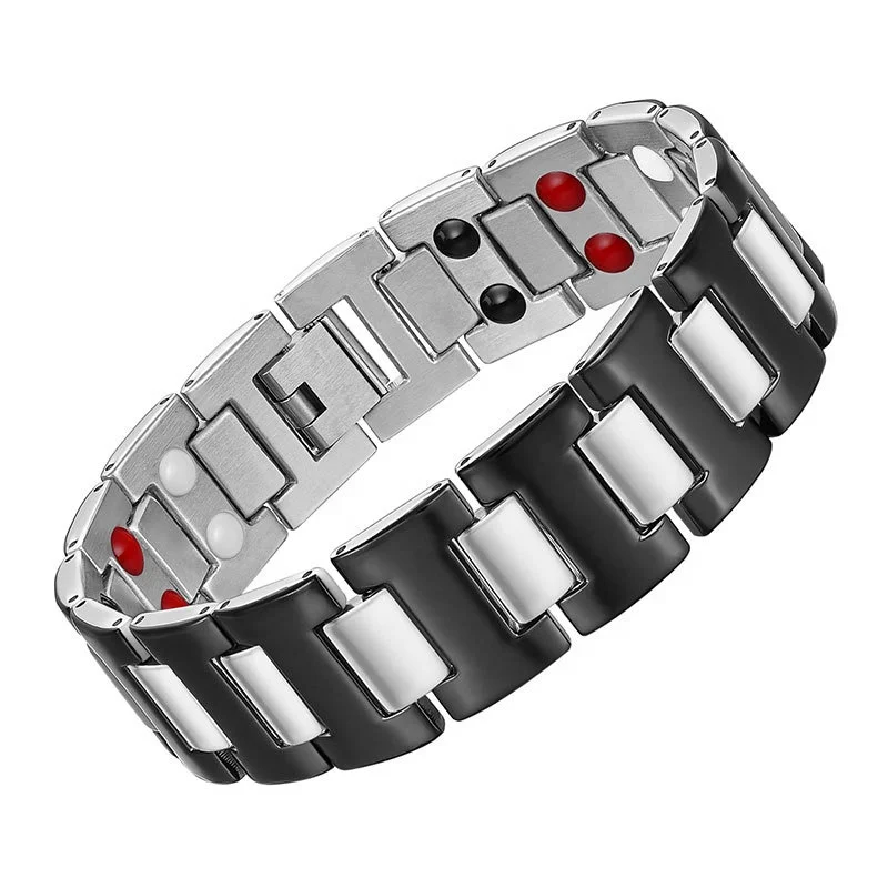 2024 New Style Stainless Steel Bracelets Custom Magnetic Bracelet Health Hematite Ion Energy Germanium Bracelet for Men