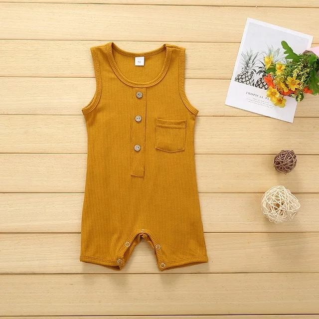 Children Summer Girls Boys Sleeveless Boutique Outfits Pure Cotton Baby Clothes Baby Boy Romper Blue And Yellow Cute Outfit