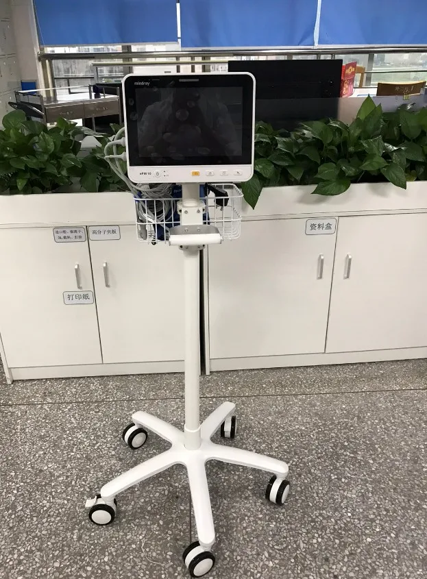 hospital Aluminium Alloy  mobile medical ECG patient monitor trolley cart