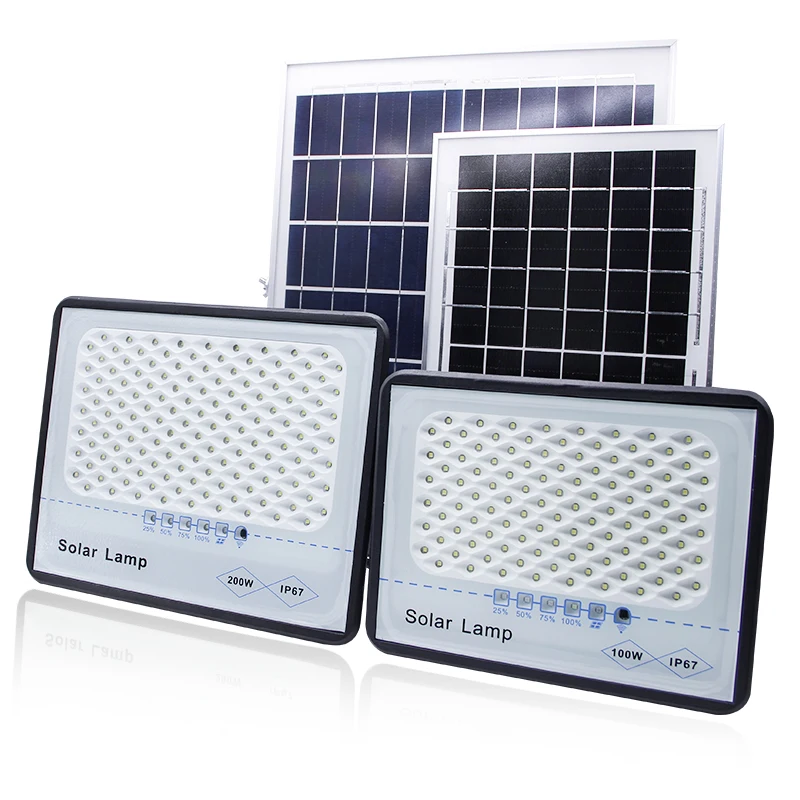 New Aluminium housing Solar projector stadium lights 50W 100W 200W 300W outdoor solar flood light with remote control