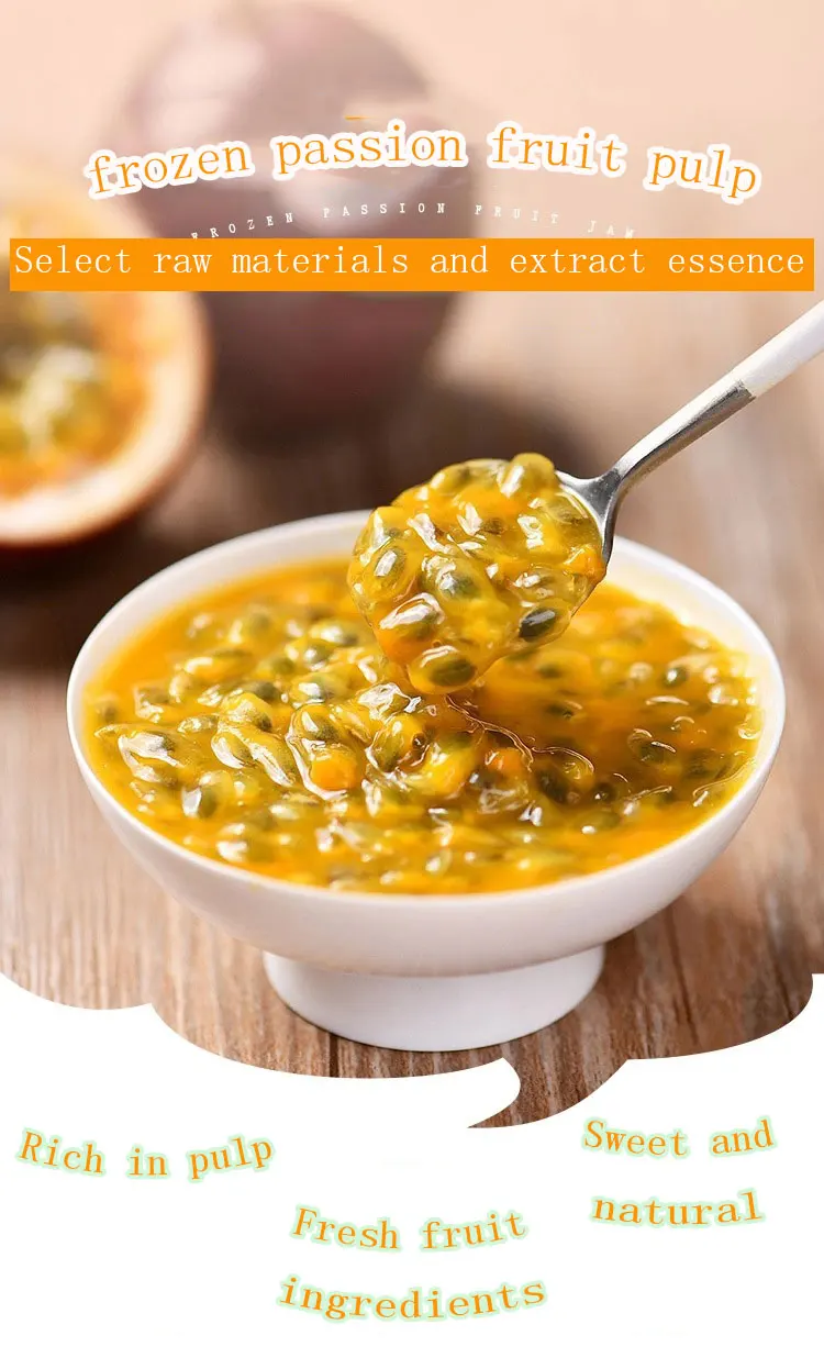 Factory Direct Supply Original Fresh 100% Natural Frozen Passion Fruit Pulp Puree Passion Fruit milk tea bubble tea ingredients
