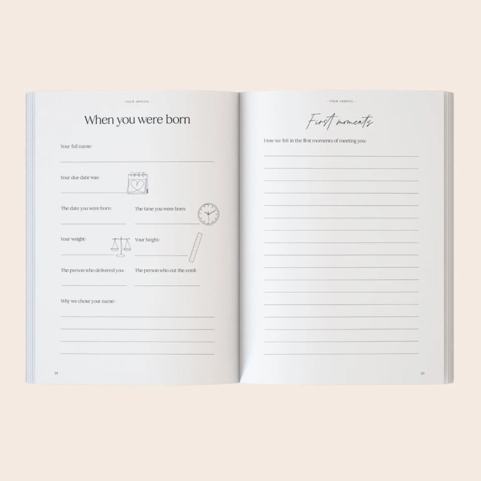 Linen Baby Memory Book Capture Every Precious Moment from Pregnancy to 5 Years