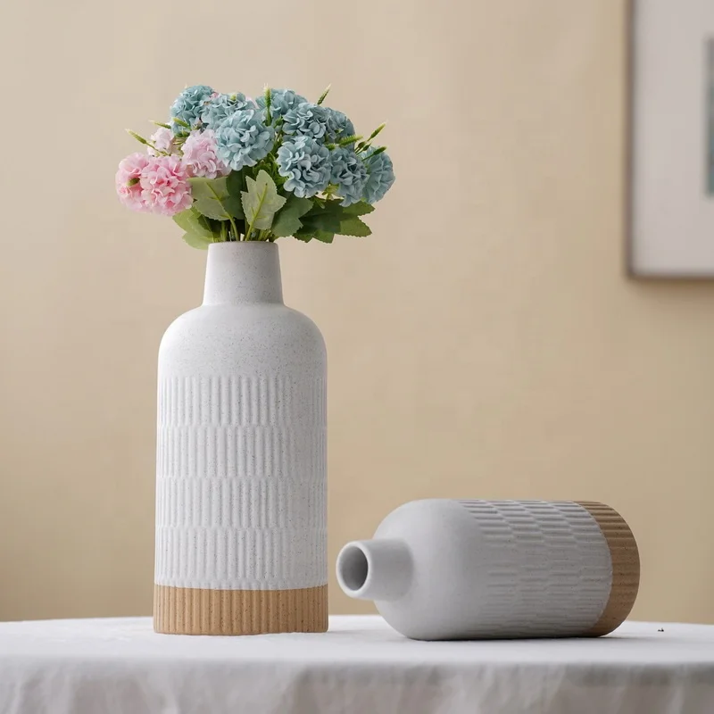 Creative design modern simple lines Nordic ceramic large shelf flower vase for decorations