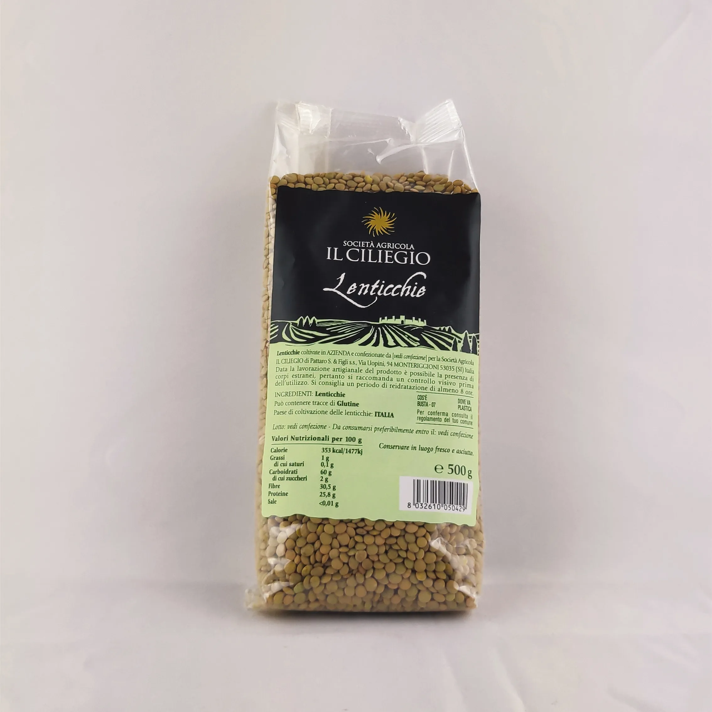 IL CILIEGIO wholesale 500 gr lentilles bean products High quality Artisanal dry Lentils for soup and salad