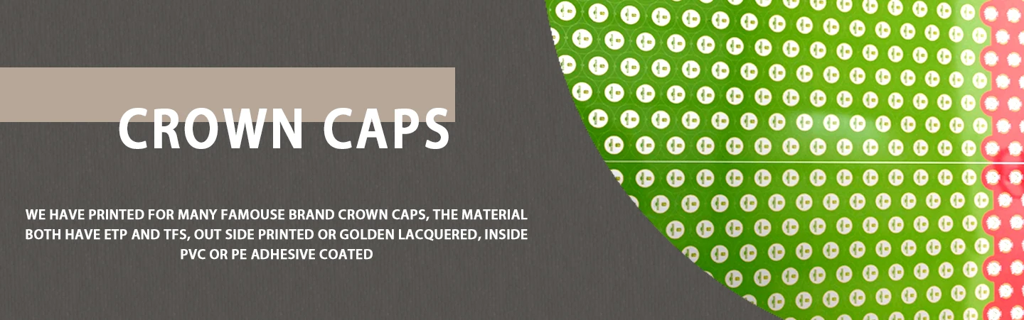 Lacquer and printed tinplate for crown corks MR grade T4 CA or T4 BA GR-097