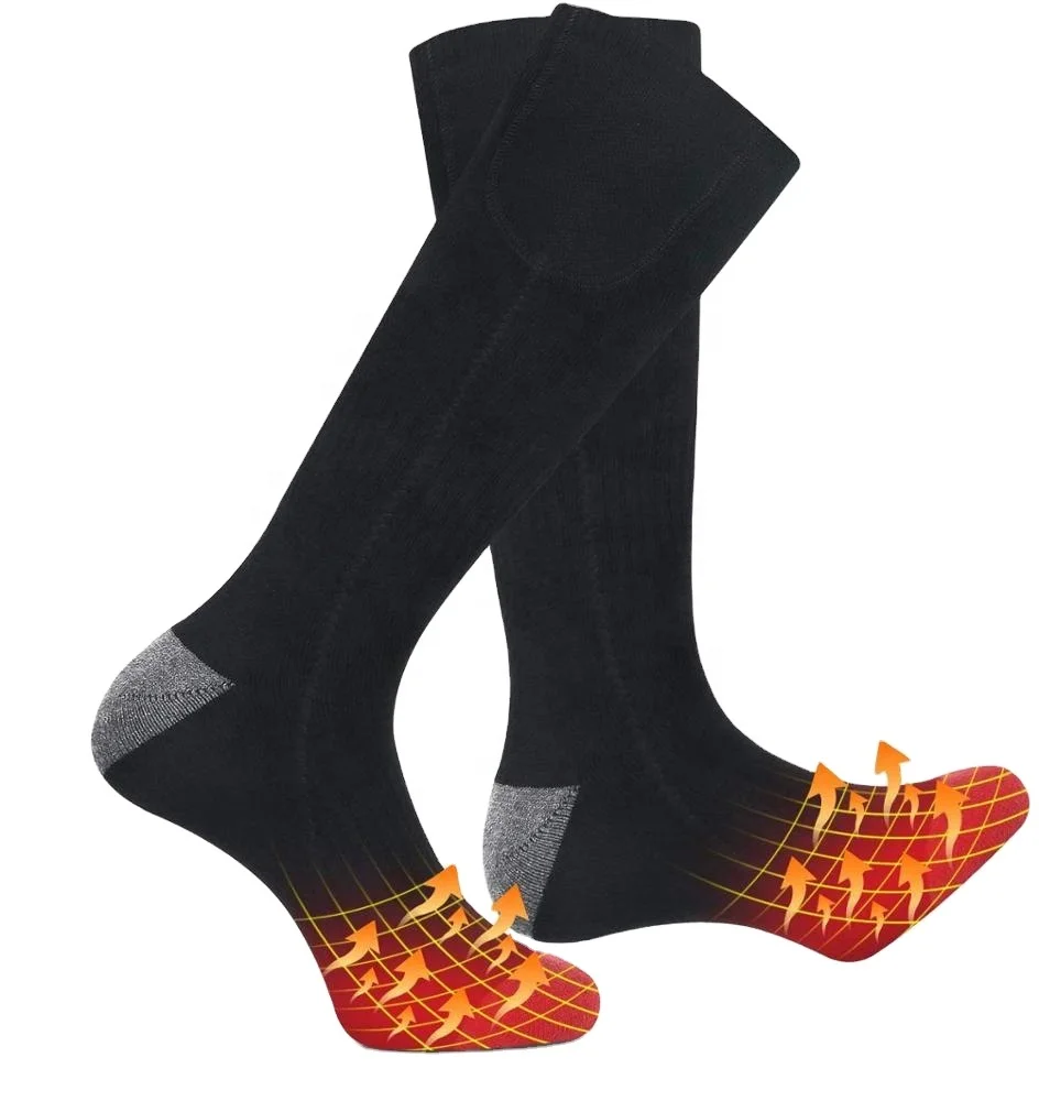 Wholesale Custom Rechargeable Battery 3 Heating Settings Thermal Sock Winter Skiing Electric Heated Socks Warm Cotton Socks