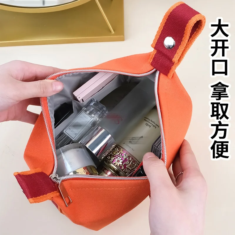 2024New Design Makeup Organizer Bag Letter Canvas Tote Cosmetic Bag Organizer Lunch Bag Large Capacity Cosmetic Pouch