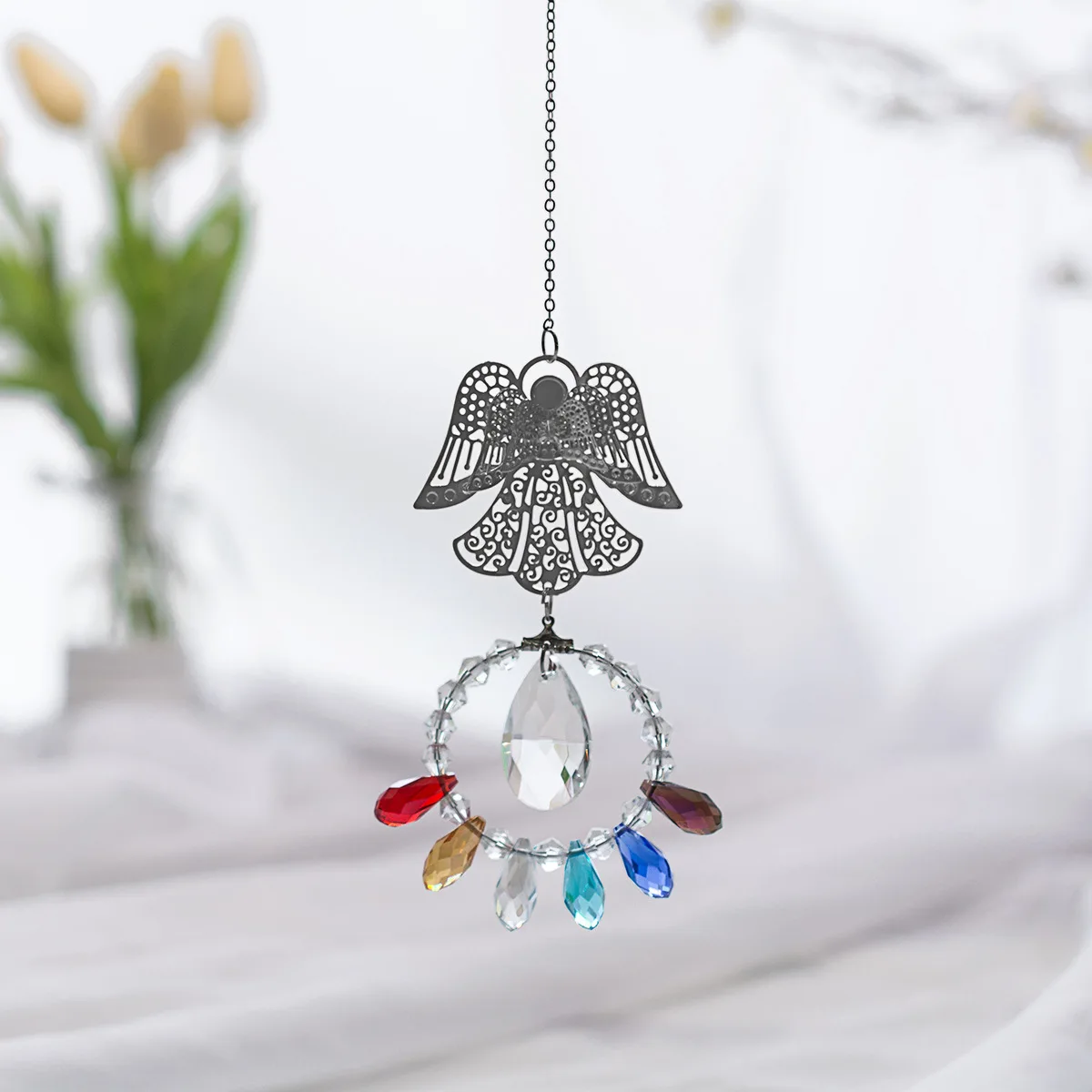 Angel Heart ring crystal pendant Olive bead pendant DIY crystal car pendant rhinestone pearl curtain