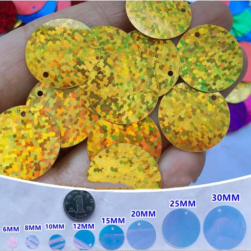 6mm to 30mm diy garment accessories party material round christmas sequins confetti glitter colorful pvc sequins with a hole
